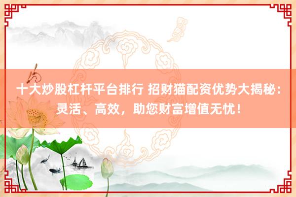 十大炒股杠杆平台排行 招财猫配资优势大揭秘：灵活、高效，助您财富增值无忧！