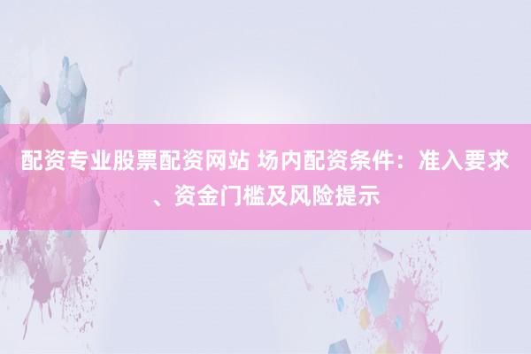 配资专业股票配资网站 场内配资条件：准入要求、资金门槛及风险提示