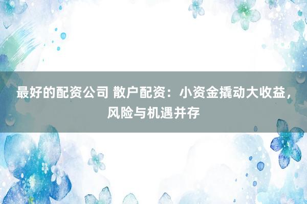最好的配资公司 散户配资：小资金撬动大收益，风险与机遇并存