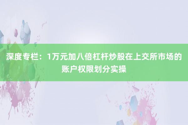 深度专栏：1万元加八倍杠杆炒股在上交所市场的账户权限划分实操