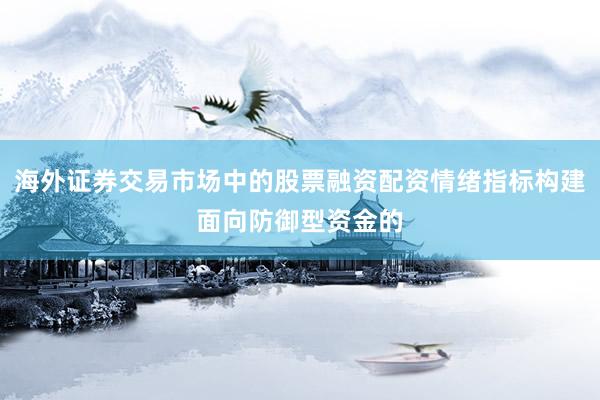 海外证券交易市场中的股票融资配资情绪指标构建面向防御型资金的