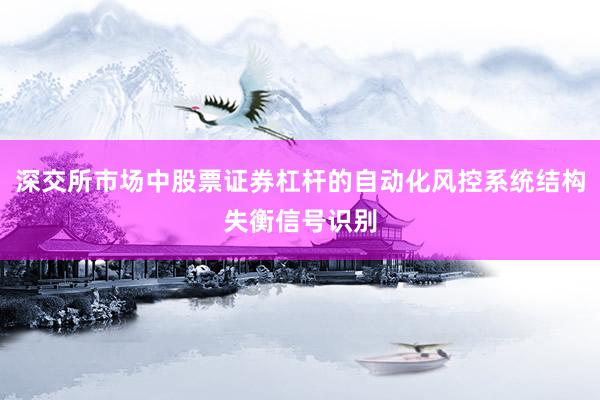 深交所市场中股票证券杠杆的自动化风控系统结构失衡信号识别
