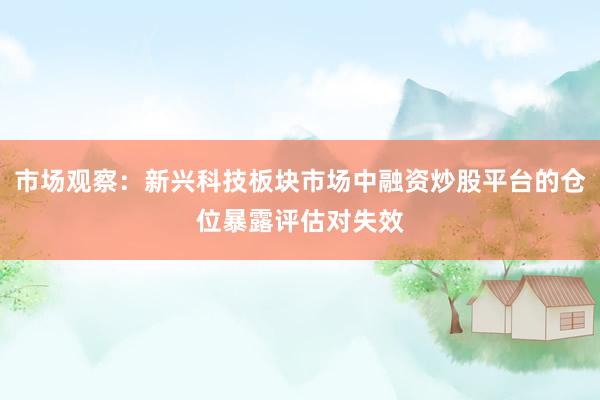 市场观察：新兴科技板块市场中融资炒股平台的仓位暴露评估对失效