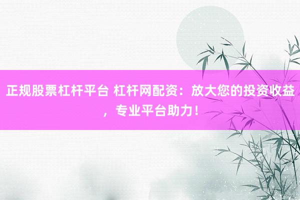 正规股票杠杆平台 杠杆网配资：放大您的投资收益，专业平台助力！